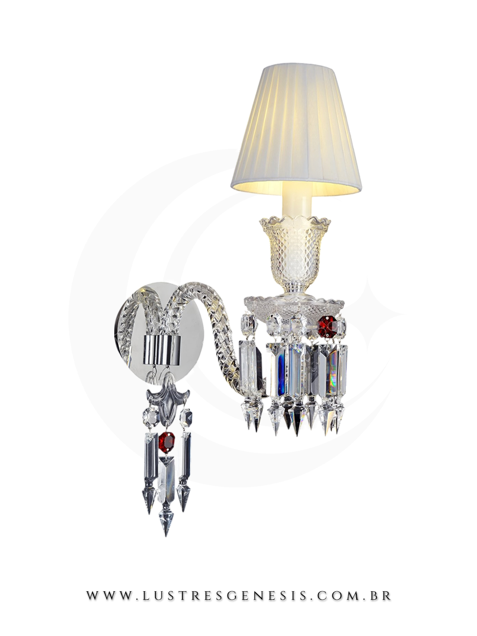 Luminaria de Parede Arandela Classica Cristal Cromado 45cm, Suite Master, Cabeceira de Cama, Banheiro, Lavabo, Corredor, Varanda, Living